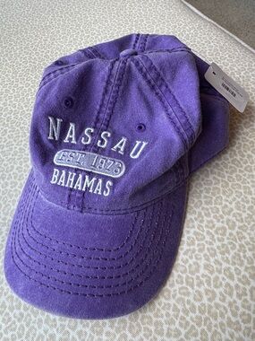 New Nassau Bahamas Embroidered Purple Baseball Cap by Del Mar Authentic